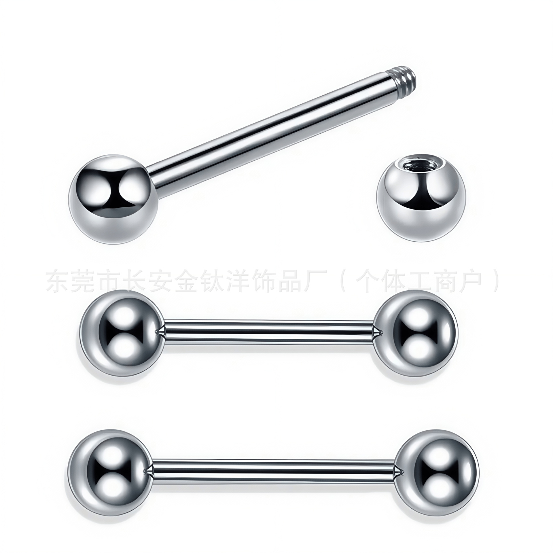 F136 Titanium External Thread Double-Headed Pointed Cone Ball Straight Barbell - Ear Tongue Nail Breast Piercing Jewelry - Image 4