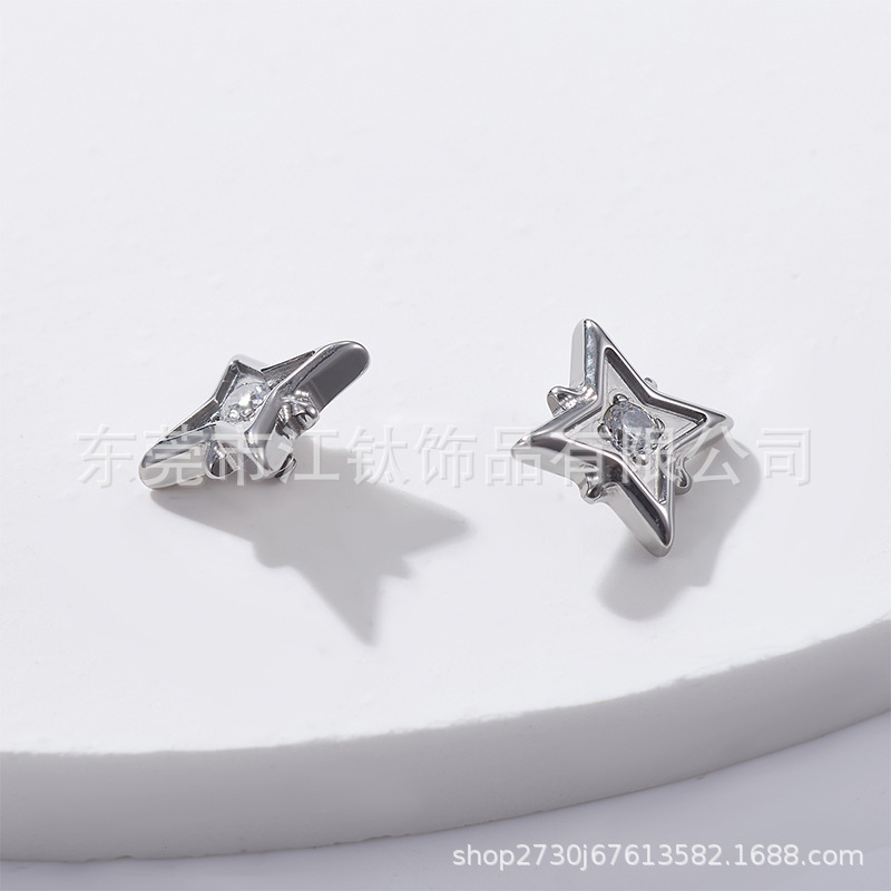 G23 Titanium Four-Star Ear Stud with Zircon - ASTM F136 Piercing Jewelry for Cartilage - Image 4