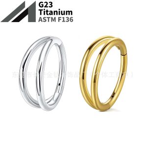 F136 Titanium Double-Layer Seamless Open Nose Ring, Ear Ring, Lip Ring, Ear Bone Ring - G23 Titanium Alloy Body Piercing Jewelry