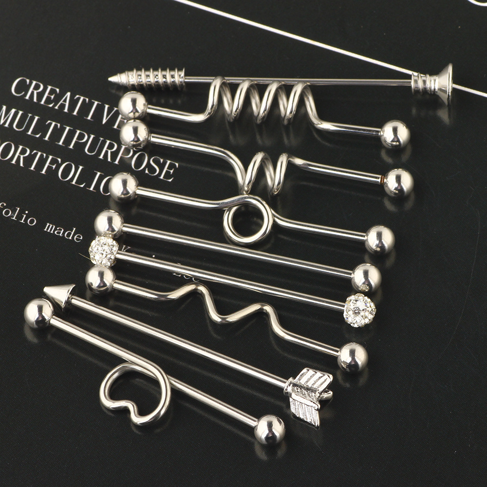 Amazon Piercing Jewelry Set Long Rod Stud Earrings Body Piercing Stainless Steel Industrial Barbell - Image 4