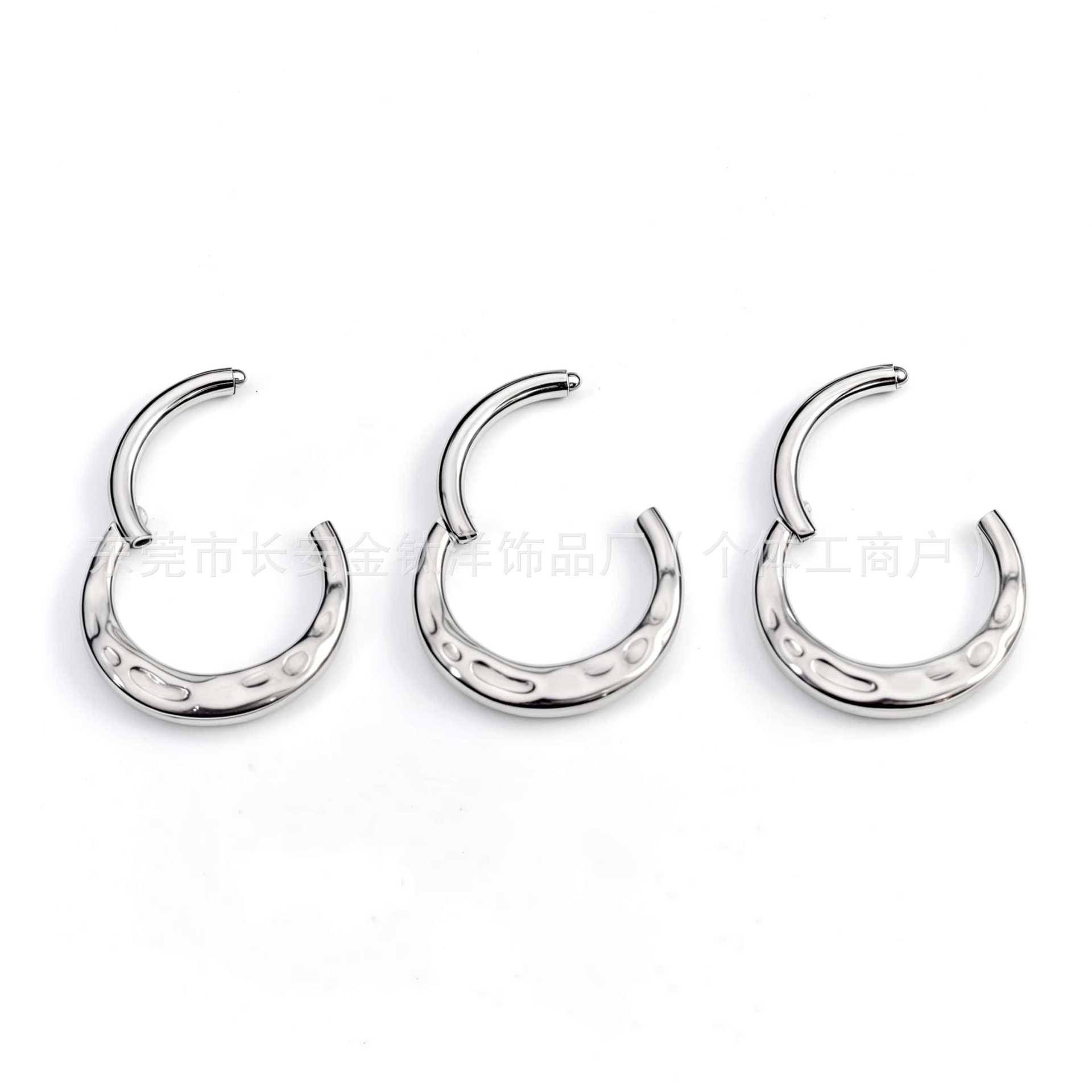 G23 Titanium Embossed Edge Closed Ring Pinless Hoop Earrings Nose Ring Seamless Ring Body Piercing Jewelry - Image 3