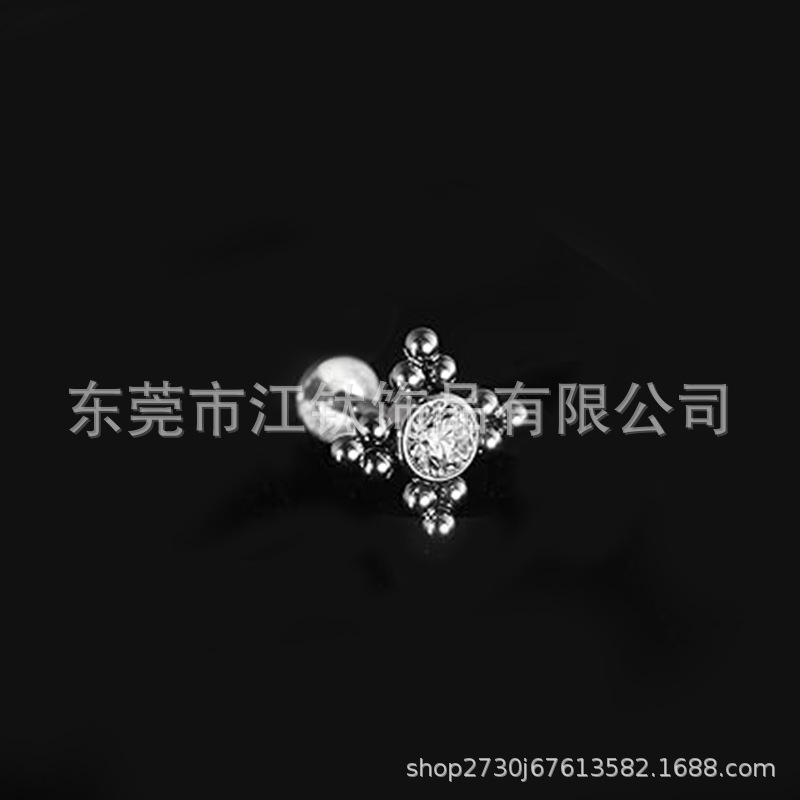 ASTM F136 G23 Titanium Labret Stud Lip Piercing Jewelry Zircon Internal Thread 1.2x12mm - Image 3