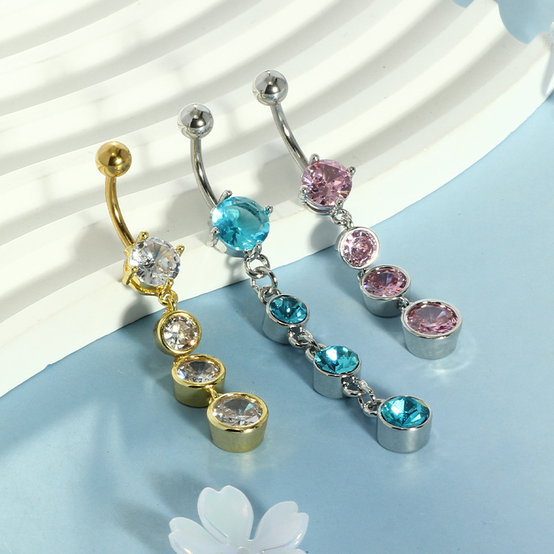 New Red Navel Heart Belly Button Ring 316L Surgical Steel Gold Zirconia Dangle Piercing Jewelry - Image 4