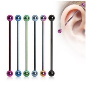 7 Color Rose Gold 316L Surgical Steel Industrial Ear Barbell Long Rod Piercing Jewelry