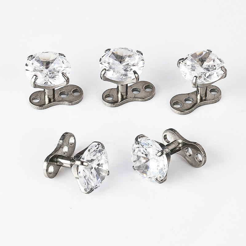 Zesen G23 Titanium Alloy Subcutaneous Buried Nail Zircon Internal Thread Lockbone Nail with Base suit Puncture Jewelry - Image 3