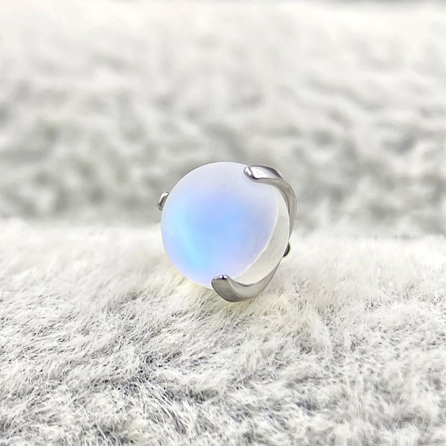 F136 Titanium Alloy Moonstone Earring Replacement Parts - G23 Round Ball Lip Stud Eyebrow Stud Tongue Stud Piercing Jewelry - Image 4