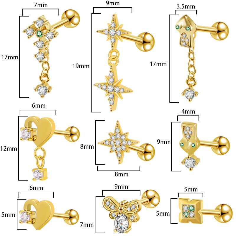 2023 New Geometric Cross Earrings for Men Women Stainless Steel Screw Back Ear Nails Fashion Jewelry Rose Gold - Image 5
