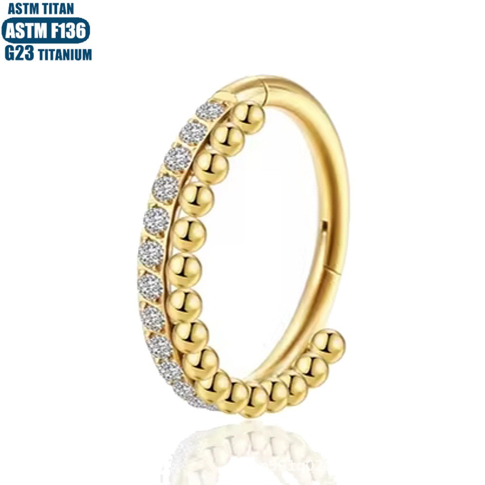 G23 Titanium Black CZ Side Zircon Hinged Seamless Nose Ring Earring Hoop - Image 3