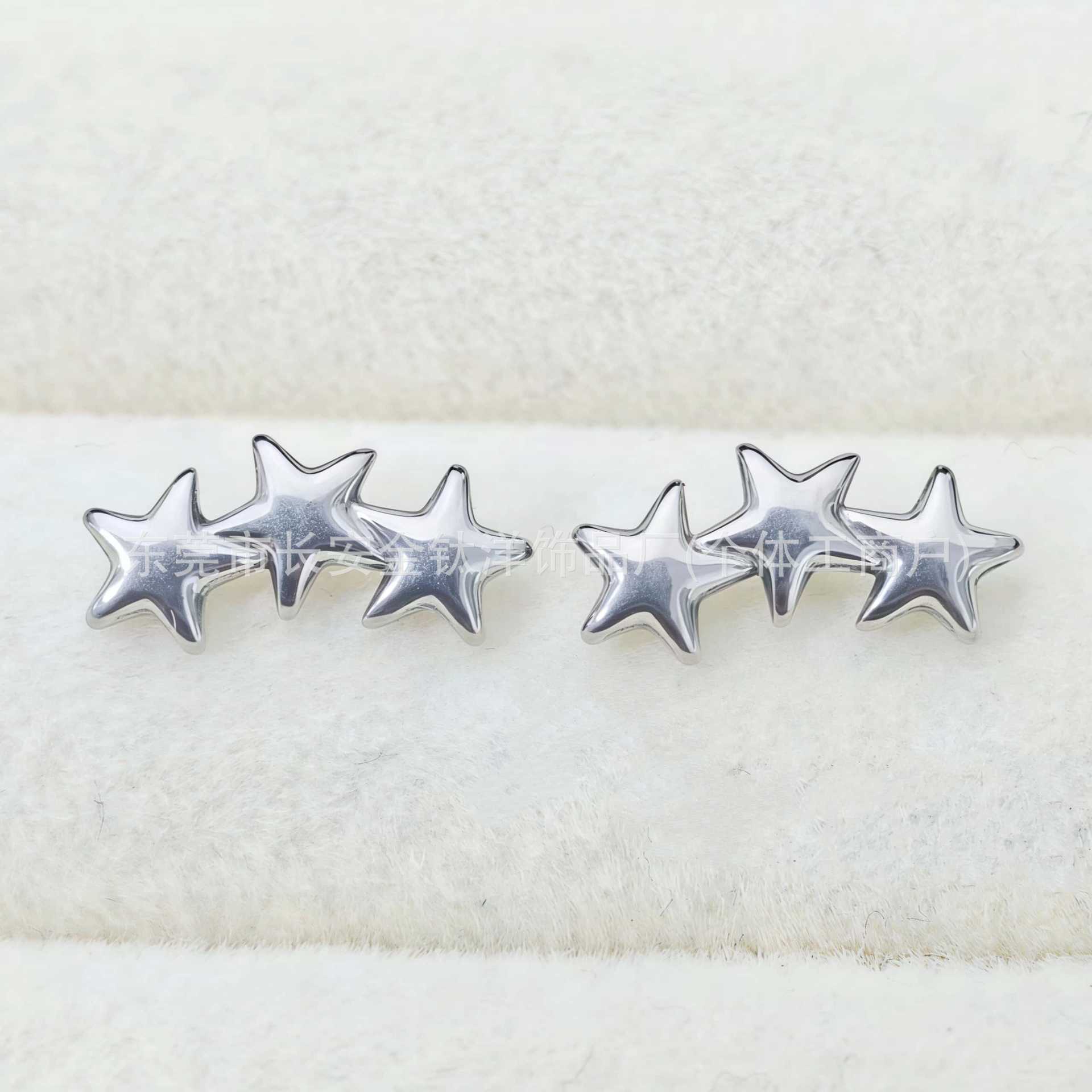 F136 Titanium Internal Thread Triple Pentagram Lip Stud Ear Stud Ear Bone Stud G23 Titanium Alloy Body Piercing Jewelry - Image 4
