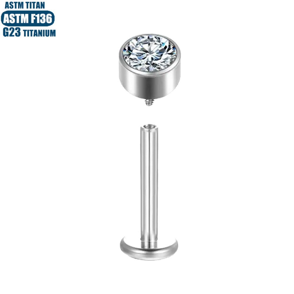 Silver F136 Titanium Zircon Lip Ring Labret Stud Threaded Inner Tooth Ear Ring Body Piercing Jewelry - Image 4