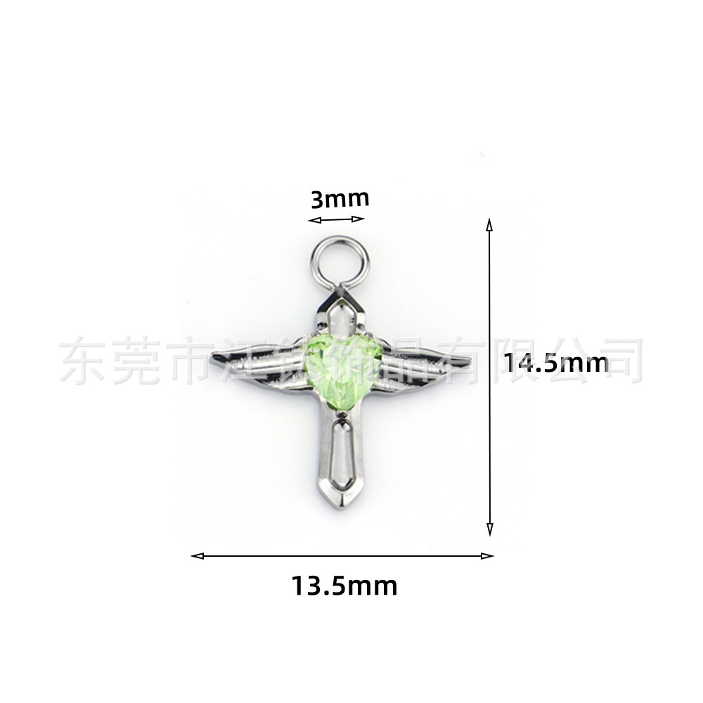 Titanium Welding Ring Pendant Heart Shaped Zircon Angel Wings G23 Titanium Alloy Body Piercing Jewelry Earrings - Image 3