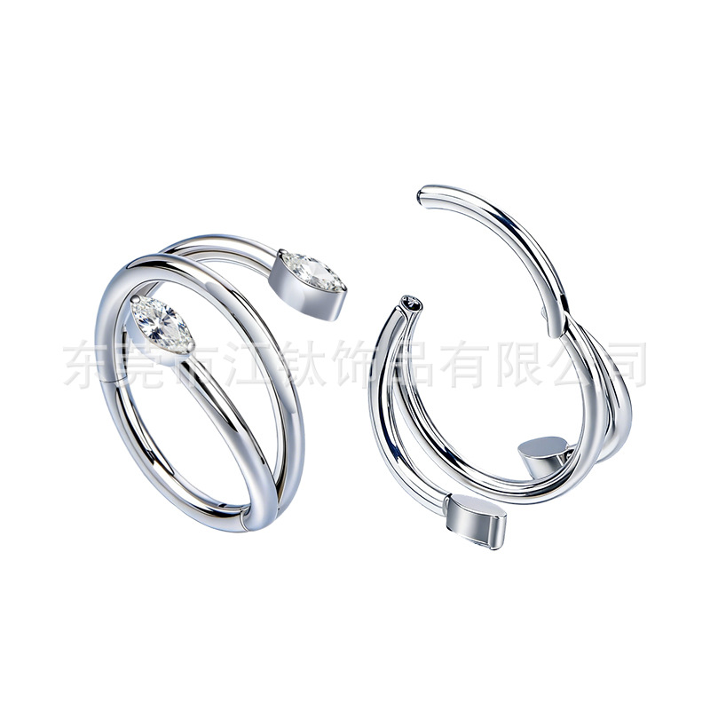 G23 Titanium Nose Ring Double-Ended Marquise Zircon Body Piercing Earring Stud 1.2x10mm - Image 5
