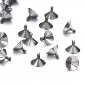 G23 Titanium Funnel Shape Drill Cup Earring Lip Nail Accessories with Rhinestone Zircon