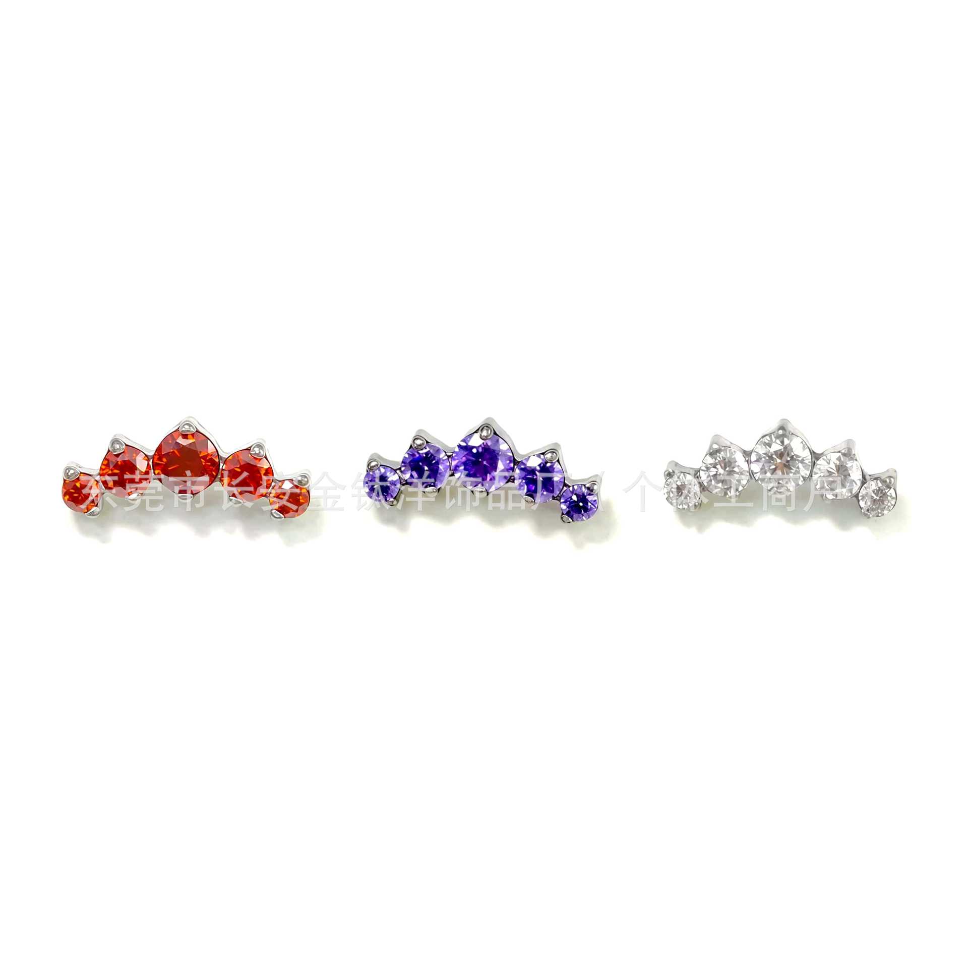 G23 Titanium Five-Link Zirconium Earrings with 5A Zircon Ear Bone Nails Piercing Jewelry - Image 4