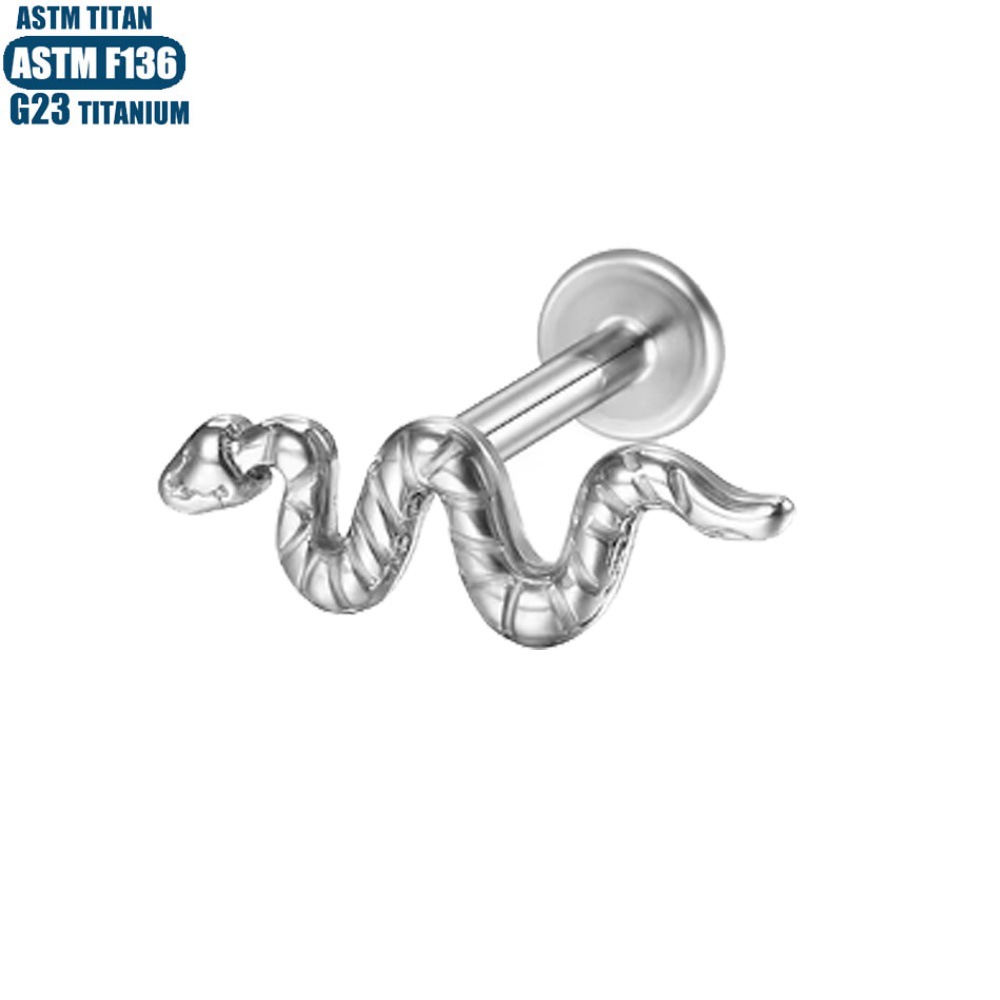 F136 Titanium Alloy Serpentine Lip Ring Labret Stud Inner Thread Tragus Earring Cartilage Hoop Nose Ring - Image 4