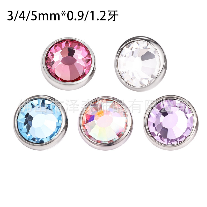 F136 Titanium Alloy Inlaid Czech Diamond Tongue Nail Lip Ear Piercing Jewelry - Image 4