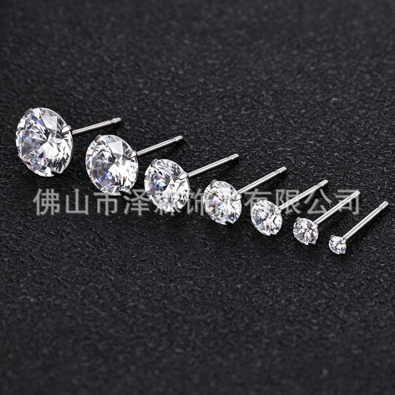 F136 Titanium Alloy Ear Studs Straight Pin 5A Zircon Ear Bone Studs G23 Titanium Body Piercing Jewelry Wholesale - Image 3