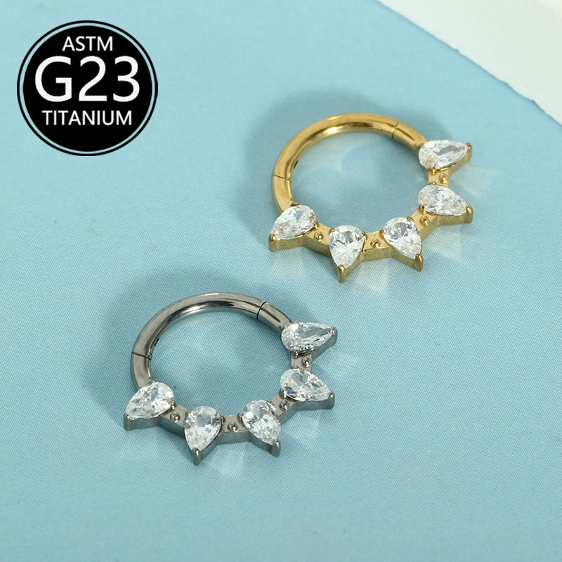 G23 Titanium Nose Ring 1.2x8mm CZ Inlay Nose Stud Hoop Piercing Jewelry for Women Men - Image 3