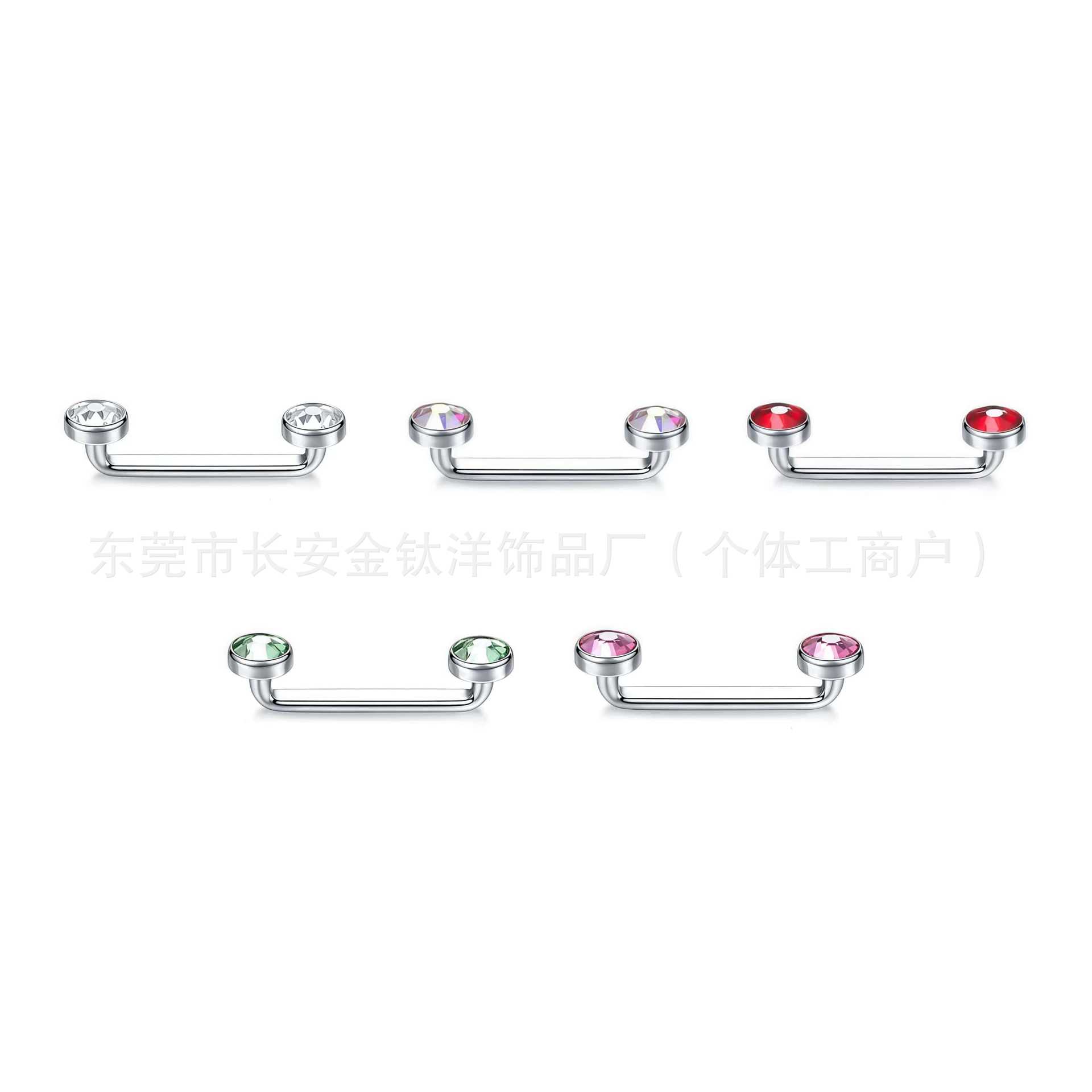 F136 Titanium Double Czech Diamond Inner Thread Right Angle Nail Implant Clavicle Nail Body Piercing Jewelry - Image 2