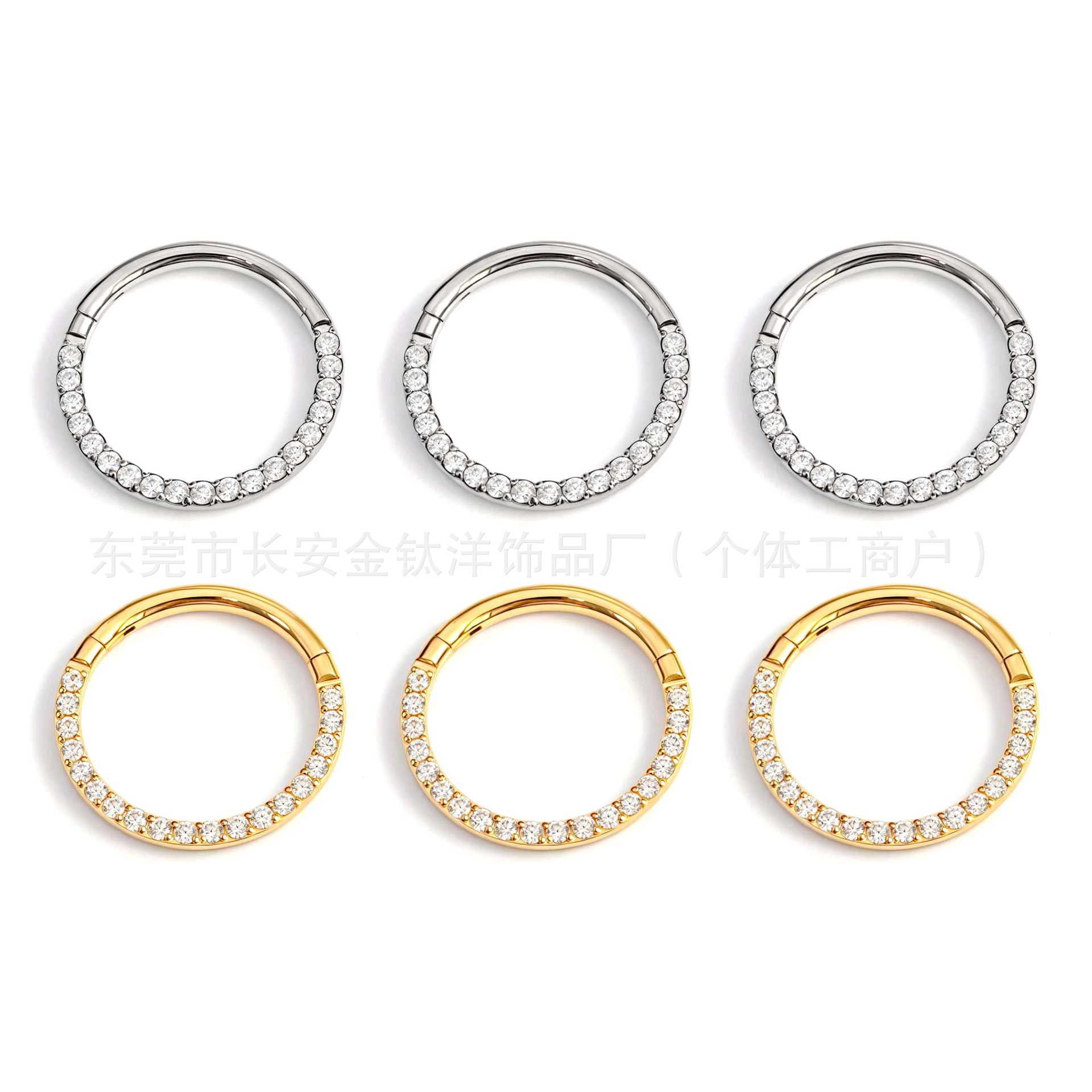 F136 Titanium Half-Studded Diamond Closed Ring Seamless Hoop Earrings Nose Ring Lip Ring Piercing Jewelry - Image 5