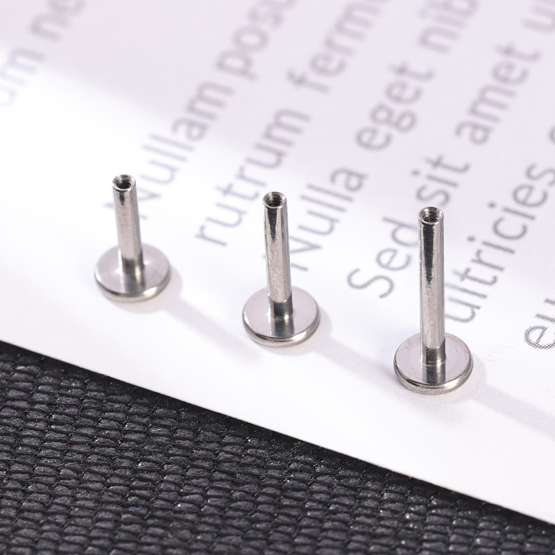 Customized G23 Titanium Internally Threaded Lip Nail Rod 16G (1.2mm) Flat Bottom Labret Stud for Tongue Ear Piercing - Image 3