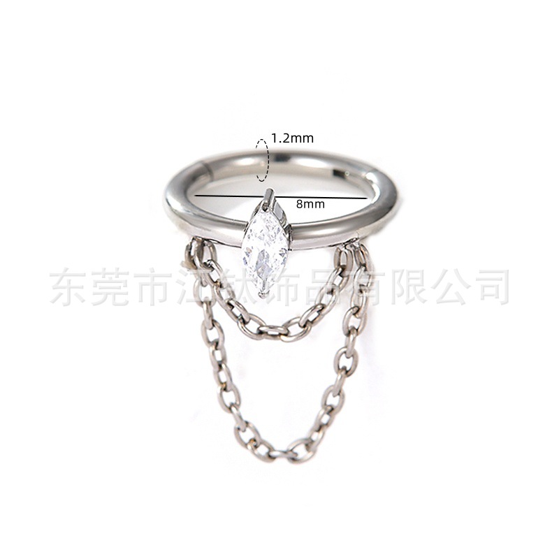 Jiangtitanium F136 Titanium Nose Ring Horse Eye Double Chain Cross-Border G23 Titanium Alloy Body Piercing Jewelry Earrings - Image 5