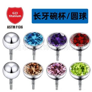 G23 Titanium Alloy Long Tooth Bowl Cup Ear Stud with 5A Zircon - Cartilage Earring