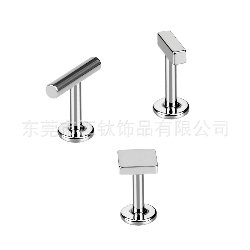 G23 Titanium Alloy Square Geometry Stud Earring for Body Piercing - ASTM F136 Titanium Earrings - Image 5