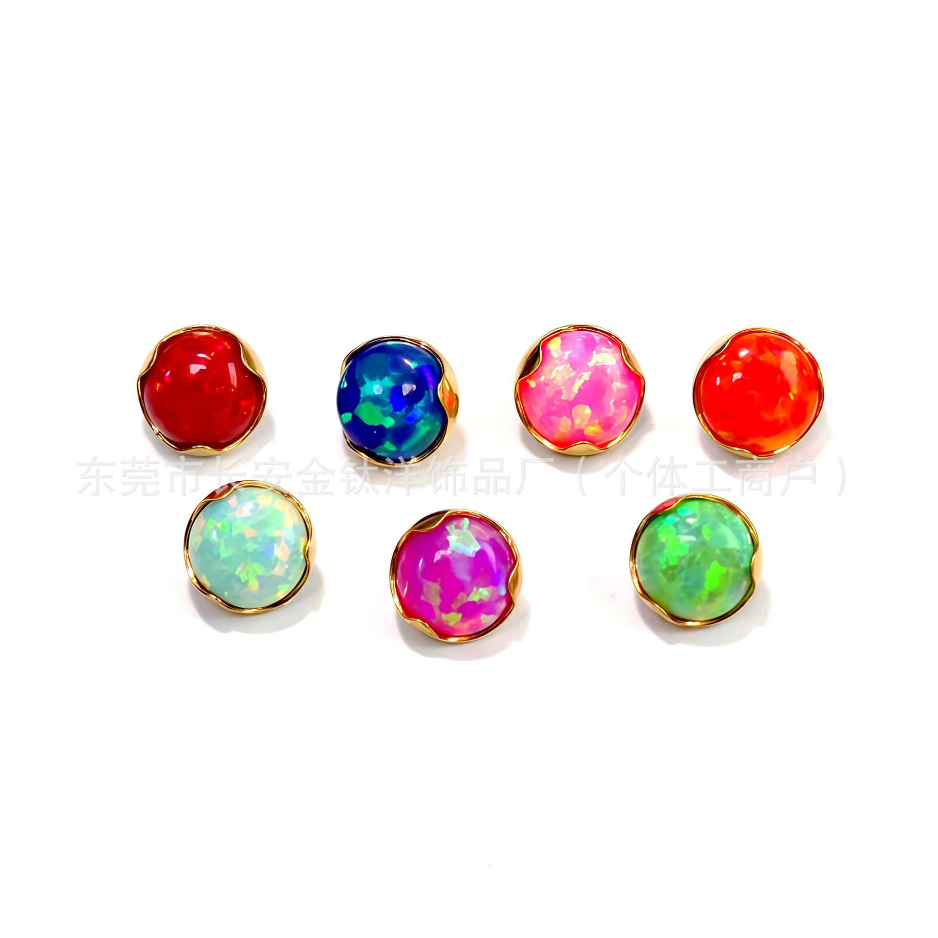 F136 Titanium 18K Gold-Plated Wavy Edge Opal Navel Nail Lip Nail Tongue Nail Ear Nail G23 Titanium Alloy Piercing Jewelry - Image 2