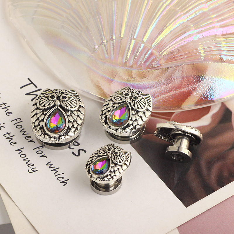Stainless Steel Owl Water Drop Ear Expander Earrings - Fashion Puncture Ear Amplifier Jewelry for Stretching Ear Holes - 16mm - Image 4