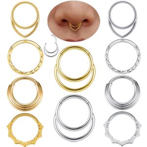 G23 Titanium Flower Water Drop Chain Nose Ring 16G Internally Threaded Body Piercing Jewelry for Women Men