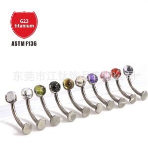 G23 Titanium Suspended Navel Ring Flat Claw Inlaid Zircon Ball Body Piercing Jewelry Belly Button Ring