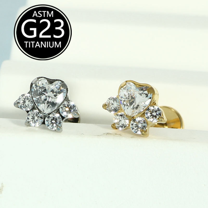 F136 Titanium Alloy Cat Claw Ear Bone Lip Nose Piercing Jewelry 1.2mm 10mm Labret Stud - Image 3