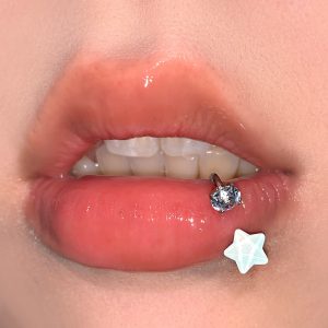 5-Color Mocha Star Zircon Lip Ring C-Ring Internally Threaded Sparkling Ear Bone Ring Hot Girl Style Cross-Border Piercing Jewelry Wholesale