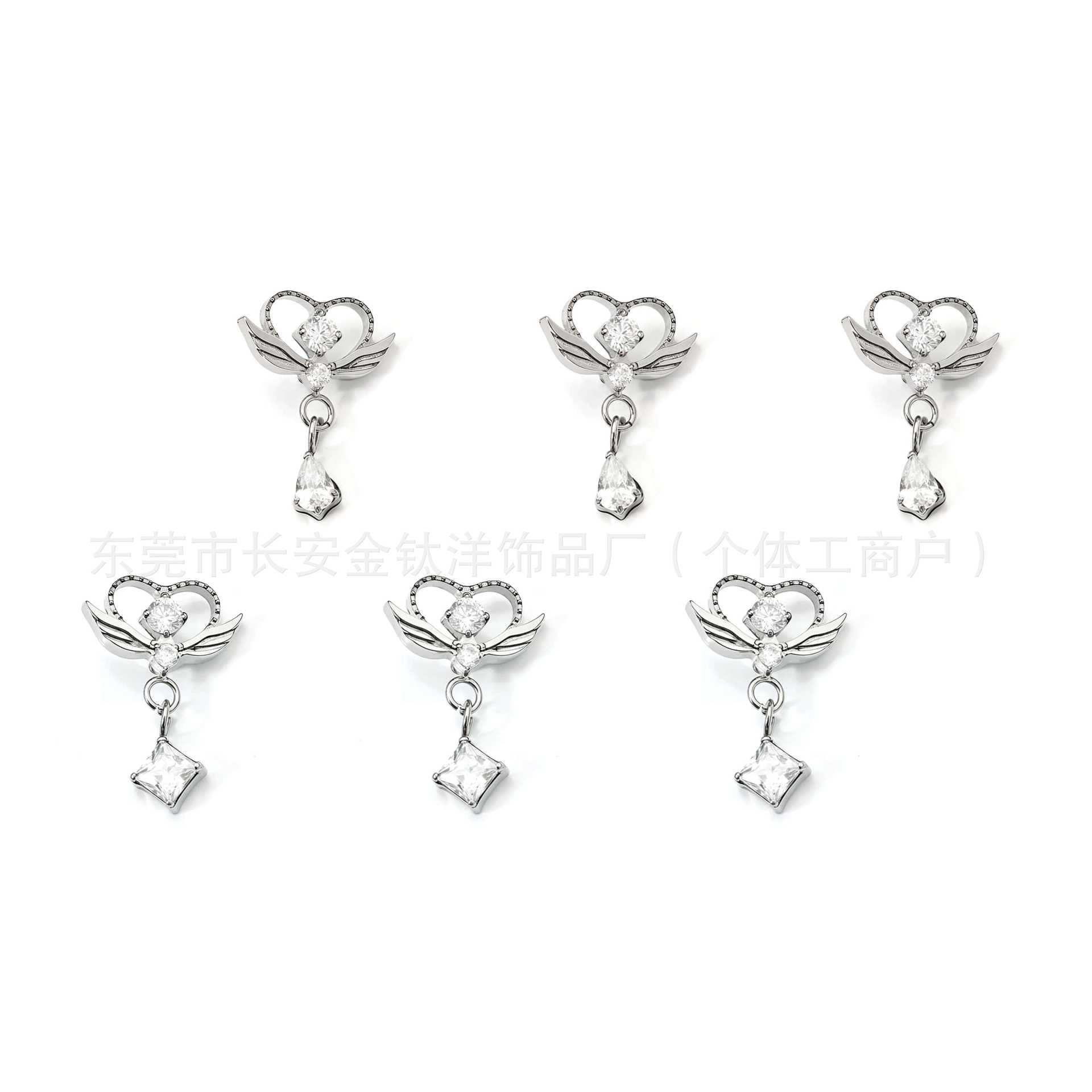 F136 Titanium Heart Wing Pendant Zircon Lip Stud Nose Stud Ear Stud Ear Bone Stud G23 Titanium Alloy Piercing Jewelry - Image 5