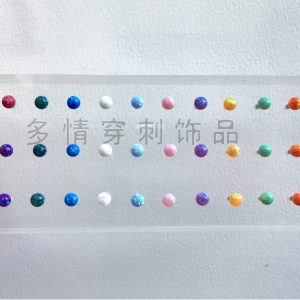 Green Opal Lip Nail Piercing Jewelry 16mm 1.2mm Labret Stud 316L Surgical Steel