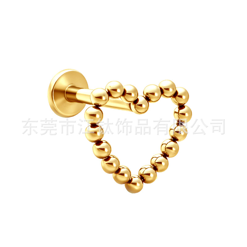 ASTM F136 Titanium Alloy Heart Cross Crescent Ball Ear Stud - G23 Titanium Cartilage Earring - Image 5