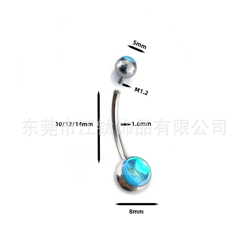 JT768 G23 Titanium Navel Ring Drip Oil Glitter Inner Tooth Belly Button Ring - Image 5