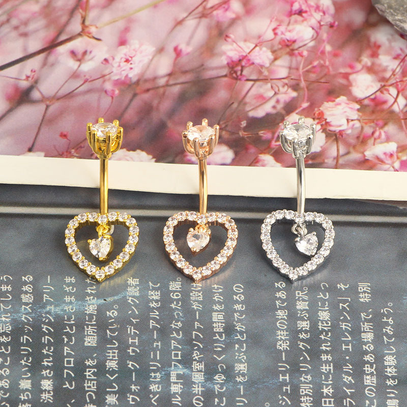 Rose Gold Flower Inlaid CZ Stainless Steel Belly Button Ring Body Piercing Jewelry - Image 5