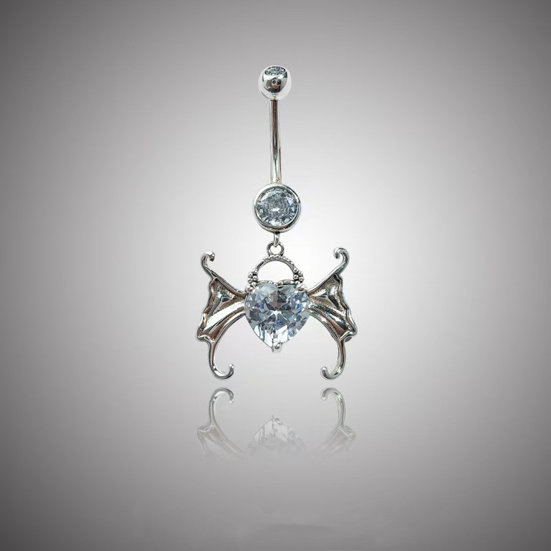 Heart-Shaped Zircon Wings Navel Ring Gold Belly Button Piercing Jewelry Wholesale - Image 5