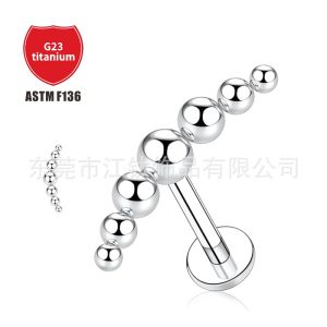 G23 Titanium Round Bead Earring Ball Welding Titanium Alloy Lip Nail Simple Body Piercing Jewelry Eardrum Nail