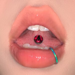 Red Five-Pointed Star Tongue Barbell 316L Surgical Steel External Thread Tongue Ring for Women