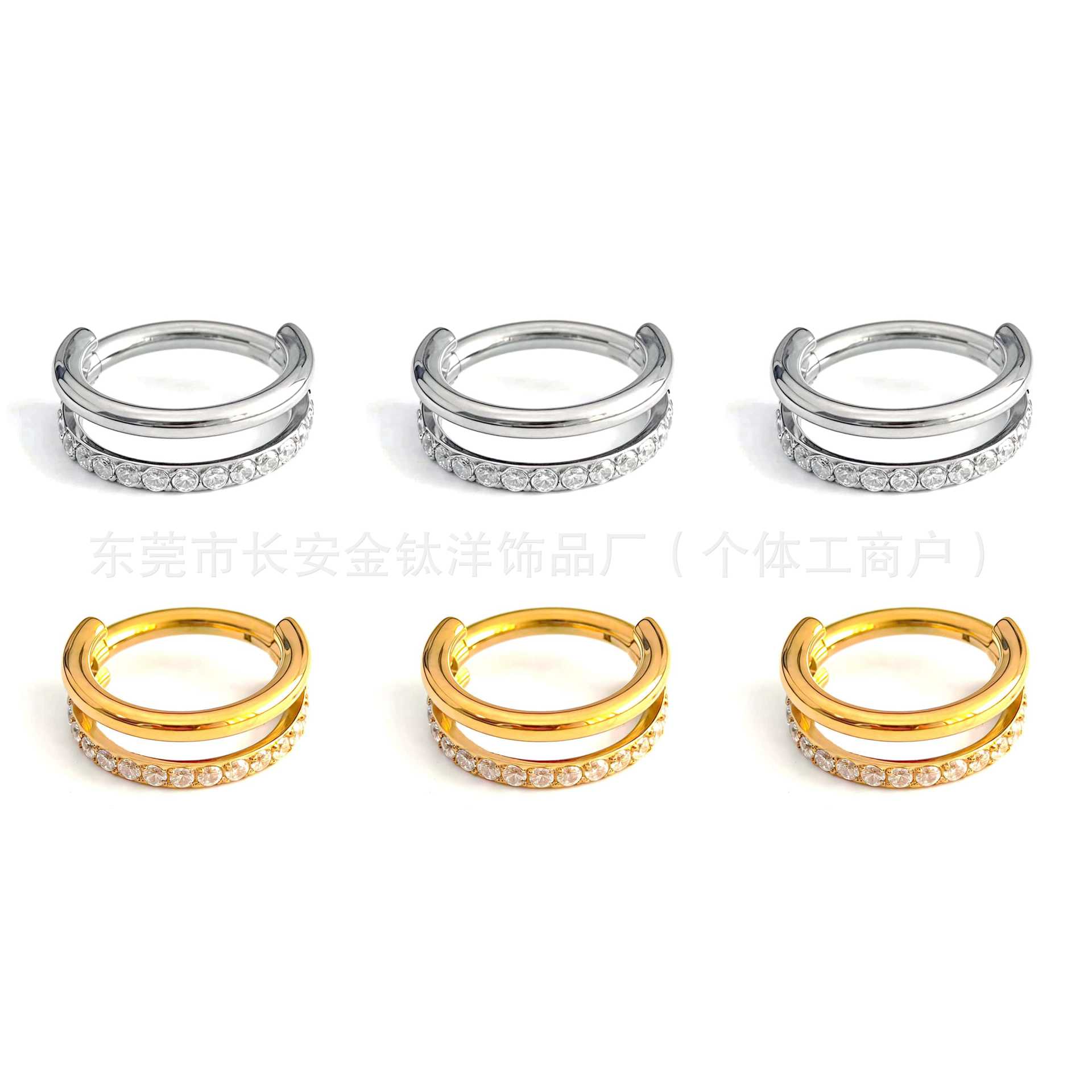 F136 Titanium Sandwich Half-Studded Diamond Closed Ring Seamless Hoop Earrings Nose Ring Earrings G23 Titanium Alloy Piercing Jewelry - Image 5