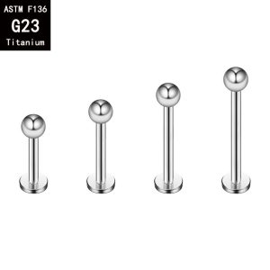 G23 Titanium Internally Threaded Lip Stud Labret Flat Base Piercing Jewelry 1.2mm x 16mm