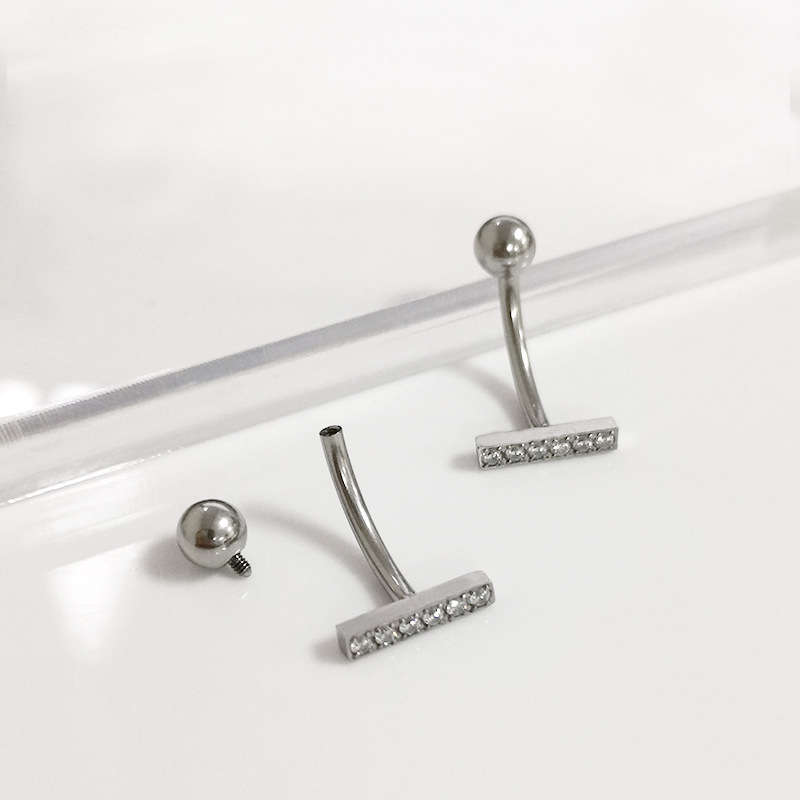 F136 Titanium Navel Ring Curved Barbell with Zircon Ball G23 Titanium Alloy Body Piercing Belly Button Ring - Image 3