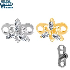 F136 Titanium Alloy Triangle Flower-shaped Internal Thread Dermal Anchor Subcutaneous Implanted Body Jewelry