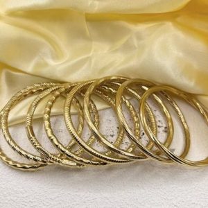 Gold Hollow Design Stainless Steel Bangle Bracelet for Women