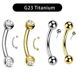 1 Piece F136 Titanium Eyebrow Piercing Nail Simple Classic Round Eyebrow Nail European American Piercing Jewelry Wholesale
