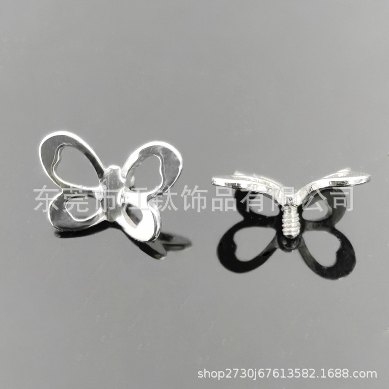 Butterfly G23 Titanium Ear Cartilage Stud Flat Back Labret Piercing Jewelry Gold 1.2x10mm - Image 3