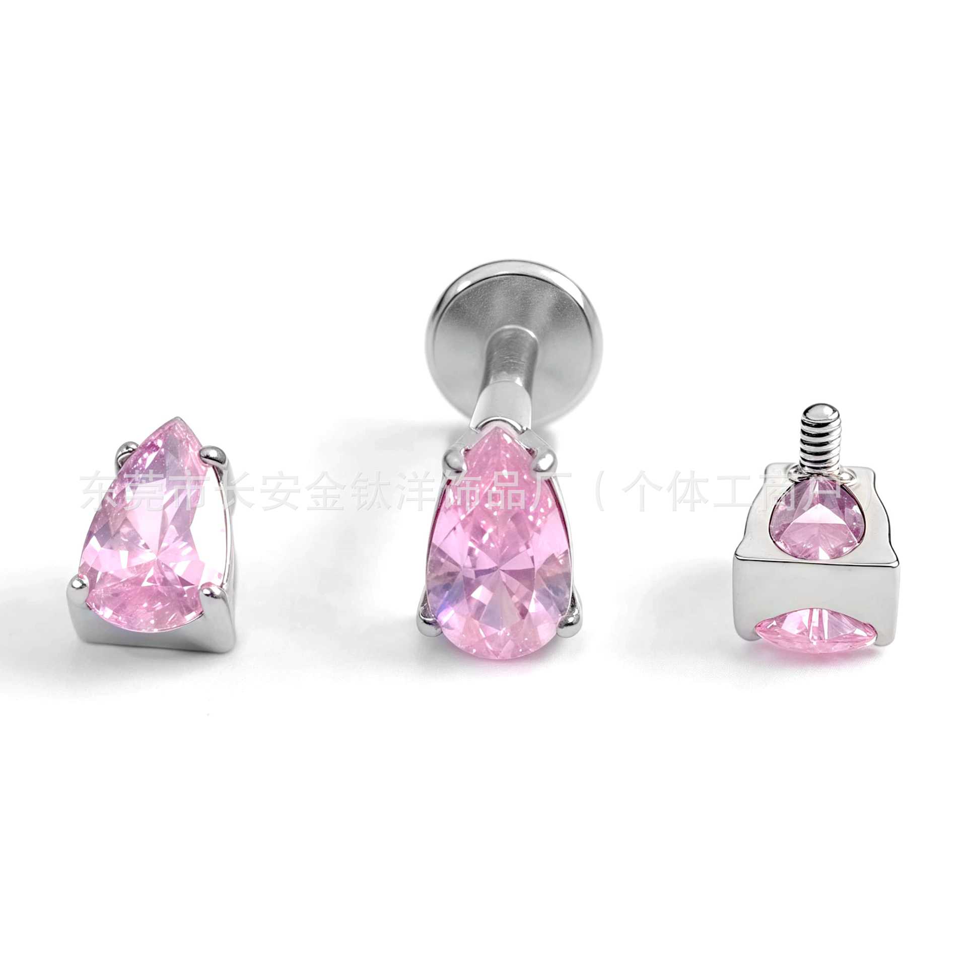 F136 Titanium Inner Tooth Water Drop 5A Zircon Stud Earring Lip Nose Nail Ear Bone G23 Alloy Body Piercing Jewelry - Image 2